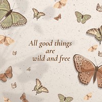 Butterfly quote Instagram post template, beautiful vintage pattern vector
