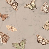 Butterfly social media post background, aesthetic watercolor illustrations psd