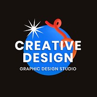 Blue 3D logo template, creative logo design psd
