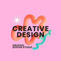 3D shape logo template, funky badge design vector