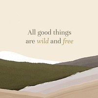 Mountains Facebook post template, positive quote vector