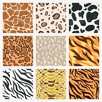 Animal print pattern background seamless set vector