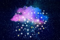 Aesthetic stars background, sparkling holographic purple cloud design psd