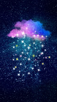 Sparkling stars mobile wallpaper, holographic cloud design