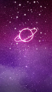 Aesthetic space Android wallpaper, sparkling stars in dark purple background