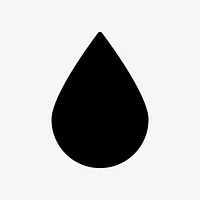 Black water drop, black flat graphic on white background