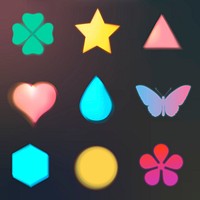 Gradient shape clipart set, glowy design psd