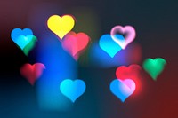 Colorful heart bokeh background pattern design psd