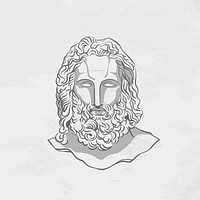 Greek god logo element, aesthetic line art Zeus illustration vector