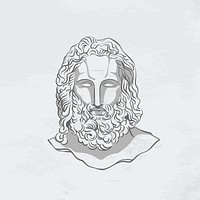 Greek god logo element, aesthetic line art Zeus illustration psd