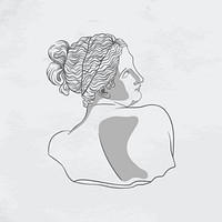 Greek woman logo element, line art design psd