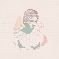 Greek woman logo element, feminine aesthetic line art Daphne illustration vector