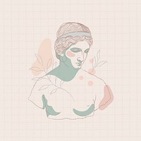 Greek woman logo element, feminine aesthetic line art Daphne illustration psd