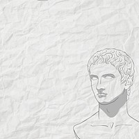 Aesthetic border, crumpled paper background for Social Media post, monoline Greek statue drawing psd