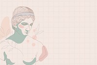 Feminine background, grid pattern background, Greek statue drawing vector