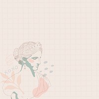 Feminine border, grid pattern background for Social Media post, Greek statue drawing psd