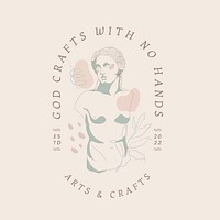 Aesthetic art & craft business logo template, feminine line art design psd