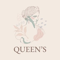 Branding logo, feminine aesthetic business identity design with Greek drawing psd