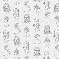 Classical sculpture pattern background, gods line art design psd