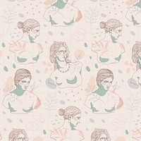 Classical sculpture pattern background, feminine gods line art design psd