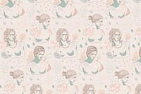 Classical sculpture pattern background, feminine gods line art design psd