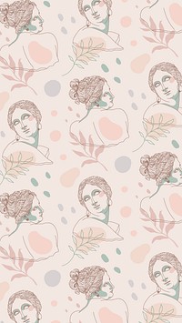 Greek sculpture pattern background, feminine line art design