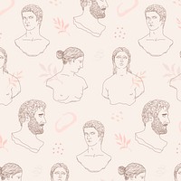 Classical sculpture pattern background, feminine gods line art design vector