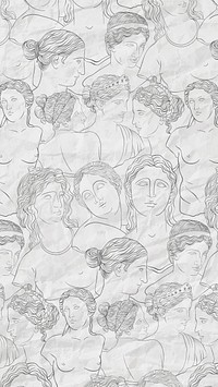 Greek sculpture pattern background, line art design