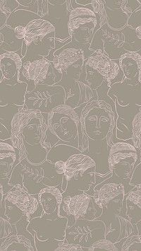 Pink line art pattern background, Greek gods & goddesses drawing