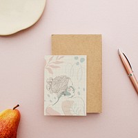 Feminine paper mockup, pastel design with aesthetic print psd