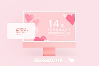 Computer screen mockup psd, pink background