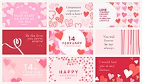 Valentines love template vector set, pink girly theme
