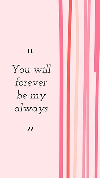 Valentine’s quotes mobile wallpaper template vector, cute heart background