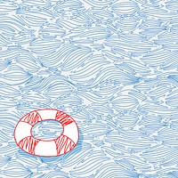 Lifesaver doodle on blue background design vector