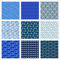 Wavy lines background pattern design set vector