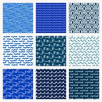 Wavy lines background pattern design set psd