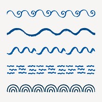 Wave pattern brush, compatible with illustrator set vector
