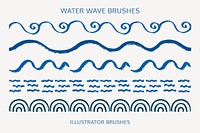 Water wave pattern brushes, compatible with illustrator set vector