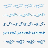 Wave pattern brush, compatible with illustrator set vector