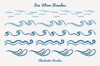 Sea wave pattern brushes, compatible with illustrator set vector