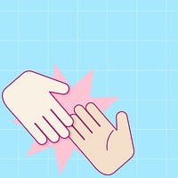 Cute background, touching hands, blue design social media post psd