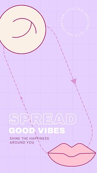 Spread good vibes quote template, mental health social media story vector