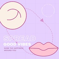 Spread good vibes quote template, mental health social media post vector