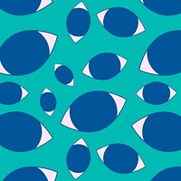 Abstract eyes pattern background, cute green blue cartoon seamless design social media post psd
