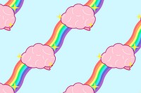 Rainbow pattern background, cute brain colorful seamless design vector