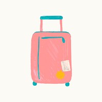 Luggage doodle sticker, beige background vector