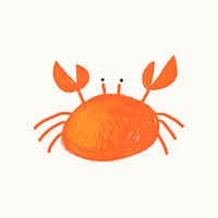 Crab doodle sticker, beige background vector