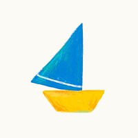 Boat doodle sticker, beige background vector