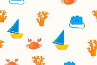 Summer doodle pattern, beige background