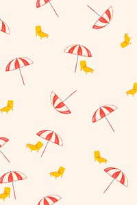 Beach umbrella summer pattern, beige background